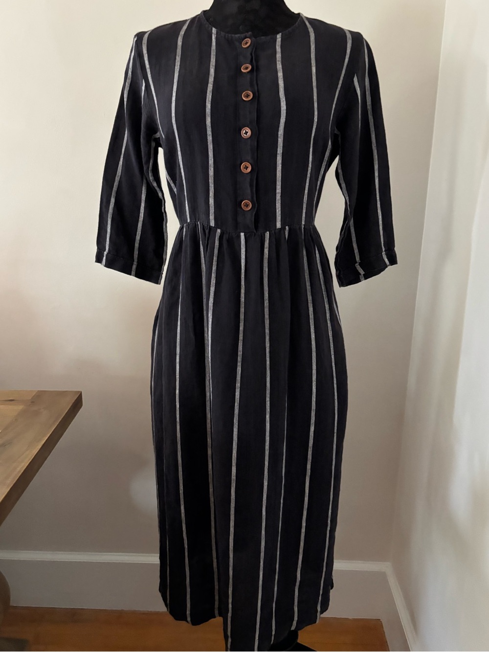 PYNE & SMITH striped button down midi dress